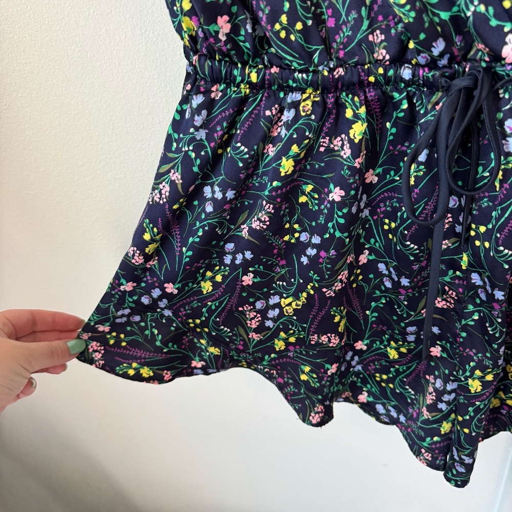 Victoria’s Secret Pink Label Floral Sleep Romper Size Medium Pajamas Navy Blue - Picture 9 of 12